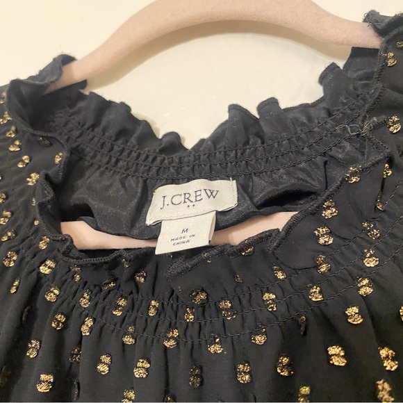 🦋J. Crew Ruffleneck top with foil clip dot with short sleeves - Picture 7 of 9